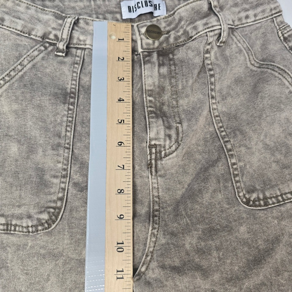 Disclosure Beige Acid Wash Wide Leg Cargo Pants High Rise Utility Denim 13/31 - Picture 7 of 8
